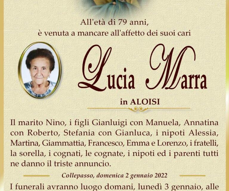 È morta Lucia Marra in Aloisi È morta Lucia Marra in Aloisi