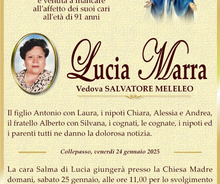È morta Lucia Marra, ved. Meleleo È morta Lucia Marra, ved. Meleleo