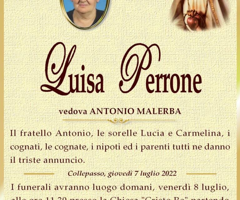 È morta Luisa Perrone È morta Luisa Perrone