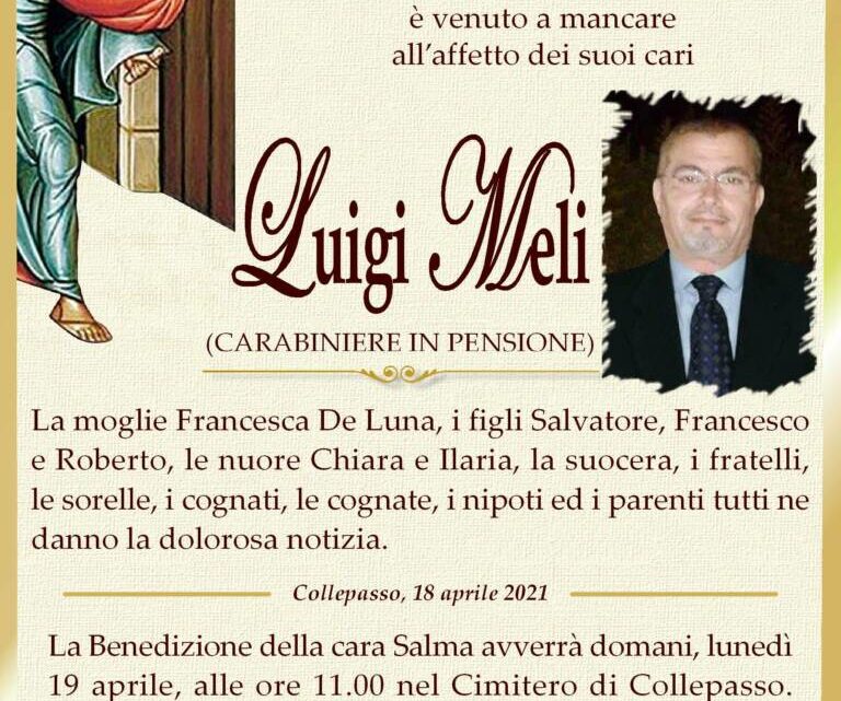 È morto Luigi Meli È morto Luigi Meli