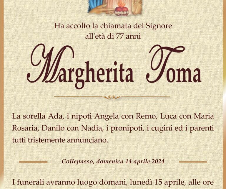 È morta Margherita Toma