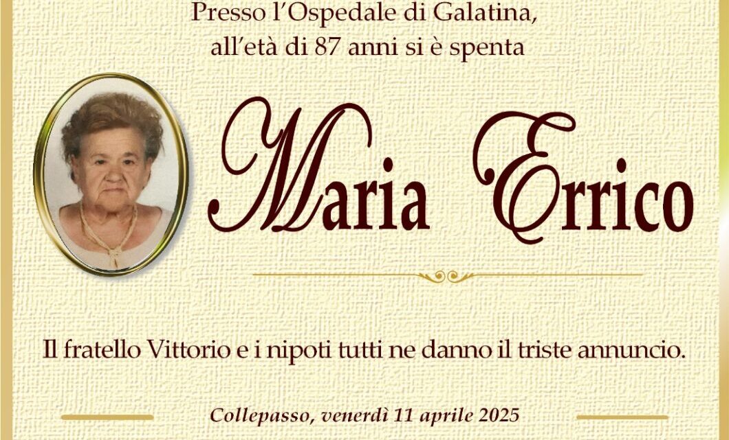 È morta Maria Errico È morta Maria Errico