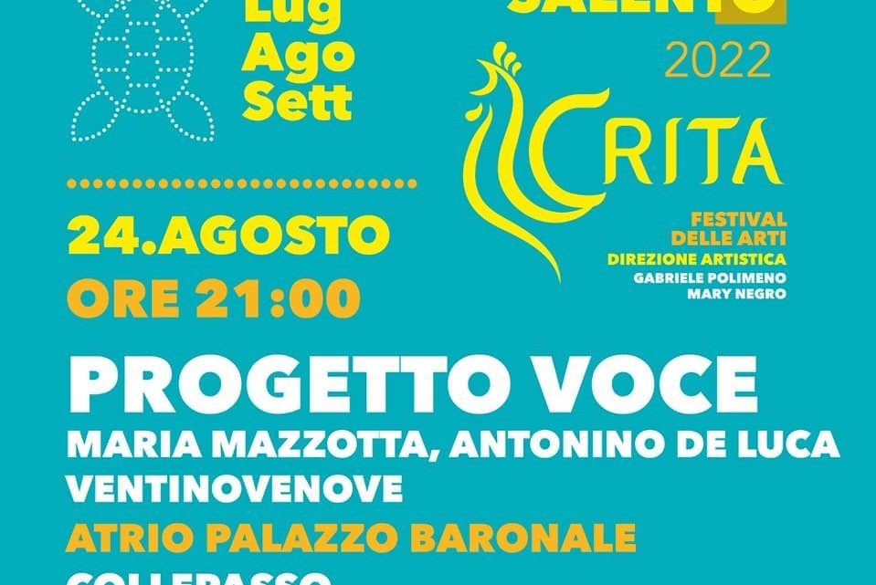 “Crita-Festival delle Arti”: “Amoreamaro” con la voce di Maria Mazzotta (24 agosto, ore 21, Palazzo Baronale) “Crita-Festival delle Arti”: “Amoreamaro” con la voce di Maria Mazzotta (24 agosto, ore 21, Palazzo Baronale)