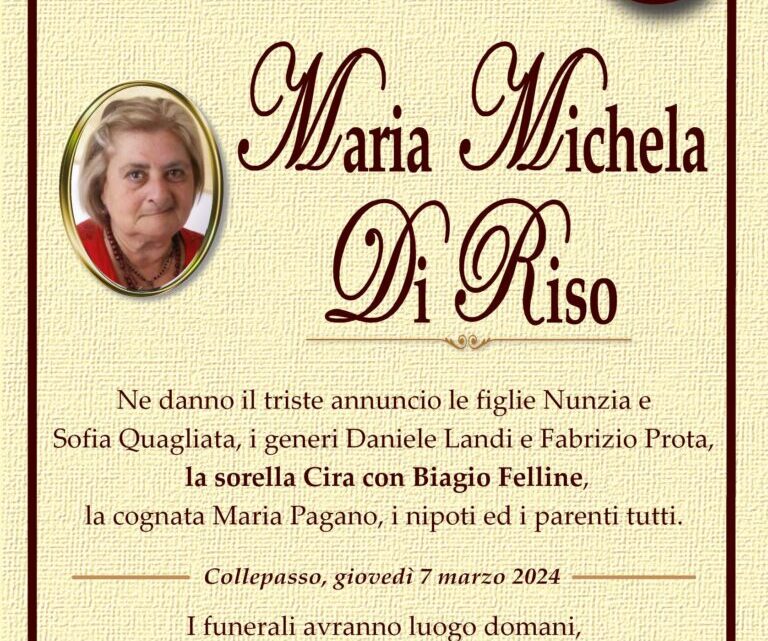 È morta Maria Michela Di Riso