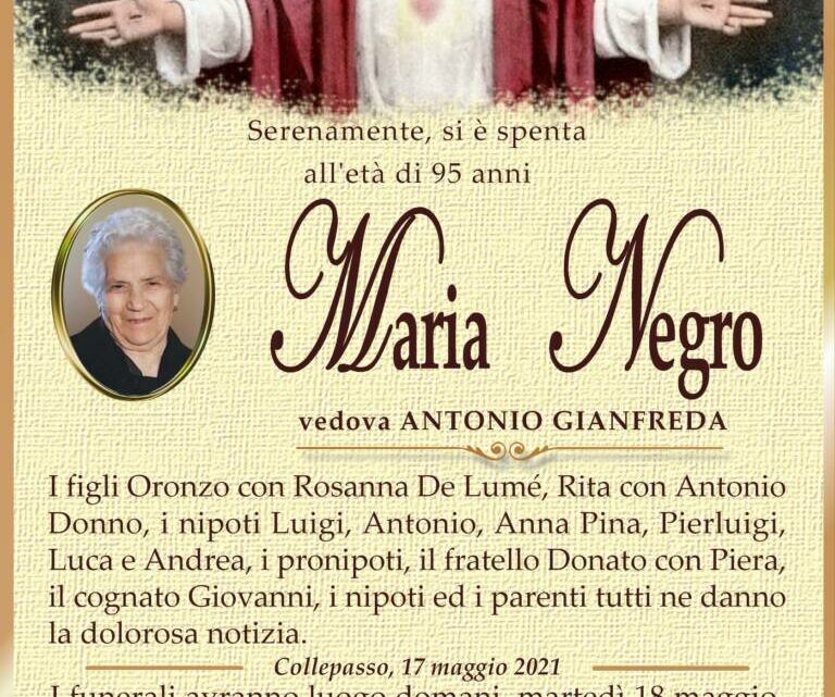 È morta Maria Negro, ved. Gianfreda È morta Maria Negro, ved. Gianfreda