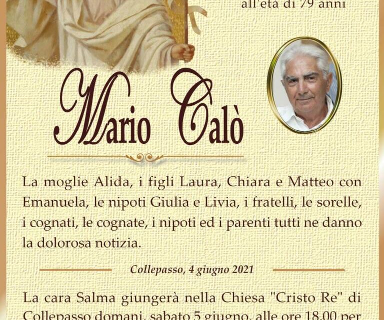 È morto Mario Calò È morto Mario Calò
