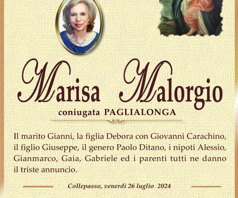 È morta Marisa Malorgio in Paglialonga È morta Marisa Malorgio in Paglialonga