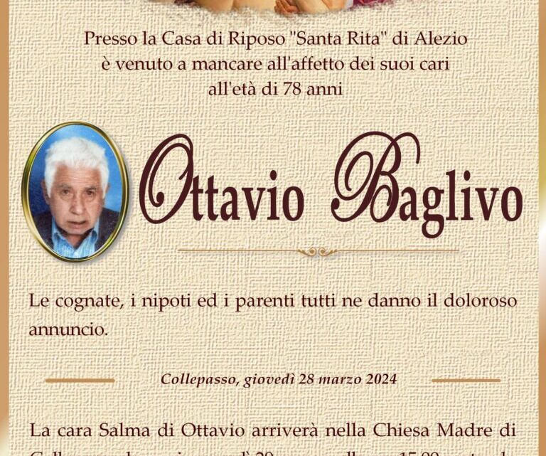 È morto Ottavio Baglivo