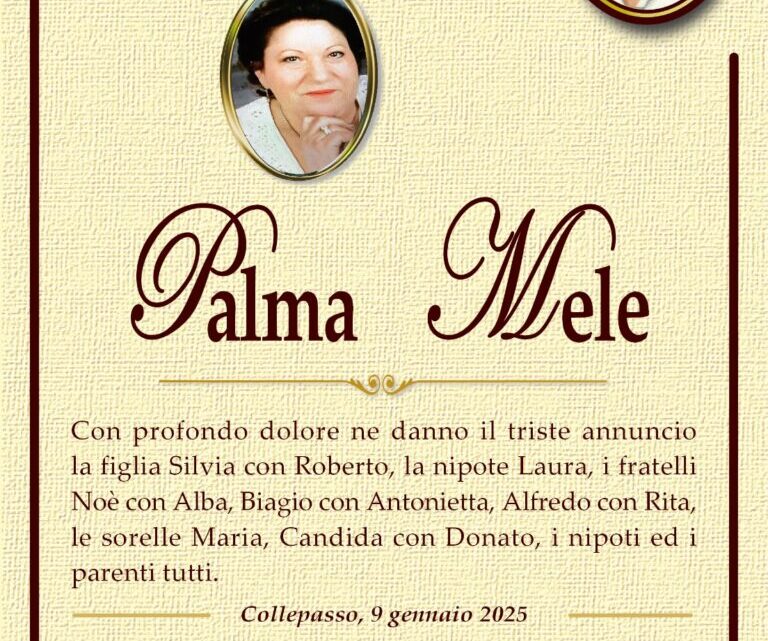 È morta Palma Mele È morta Palma Mele