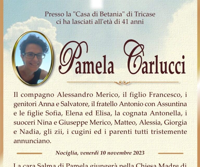 È morta Pamela Carlucci È morta Pamela Carlucci