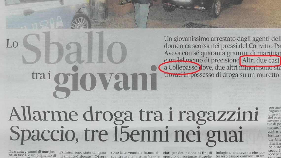 “Allarme droga tra i ragazzini”: sorpresi dai Carabinieri e denunciati per droga due 15enni di Collepasso “Allarme droga tra i ragazzini”: sorpresi dai Carabinieri e denunciati per droga due 15enni di Collepasso
