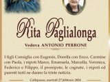 È morta Rita Paglialonga, ved. Perrone