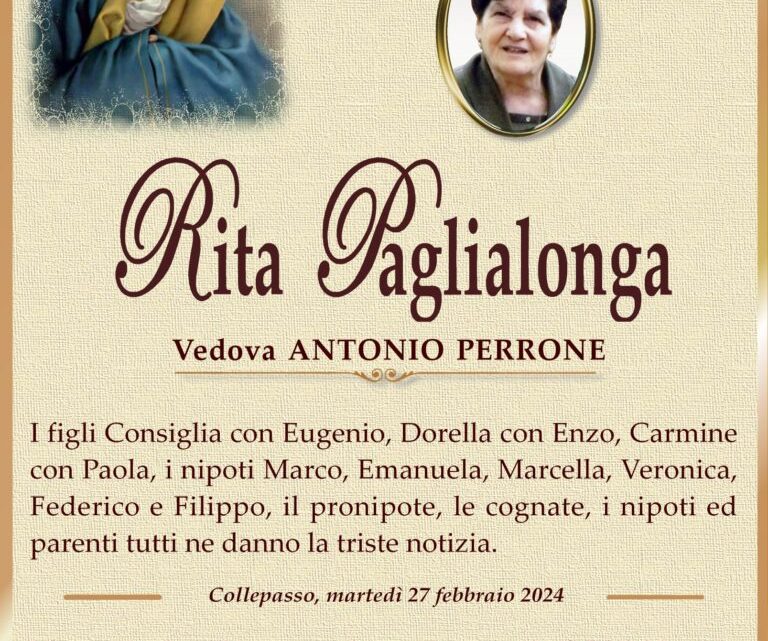 È morta Rita Paglialonga, ved. Perrone È morta Rita Paglialonga, ved. Perrone