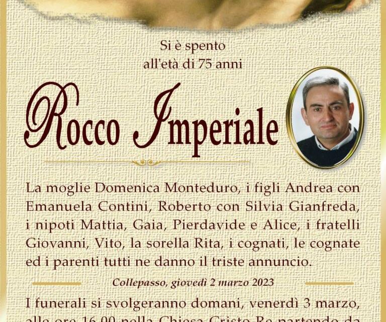 È morto Rocco Imperiale È morto Rocco Imperiale