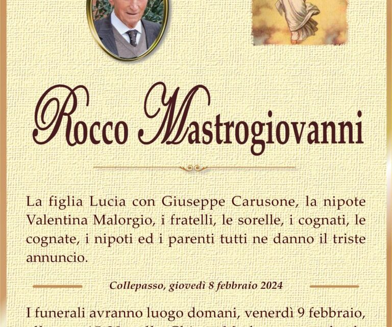 È morto Rocco Mastrogiovanni È morto Rocco Mastrogiovanni