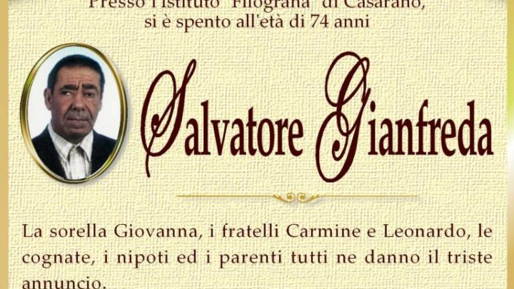 È morto Salvatore Gianfreda