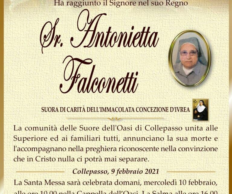 È morta Sr. Antonietta Falconetti È morta Sr. Antonietta Falconetti