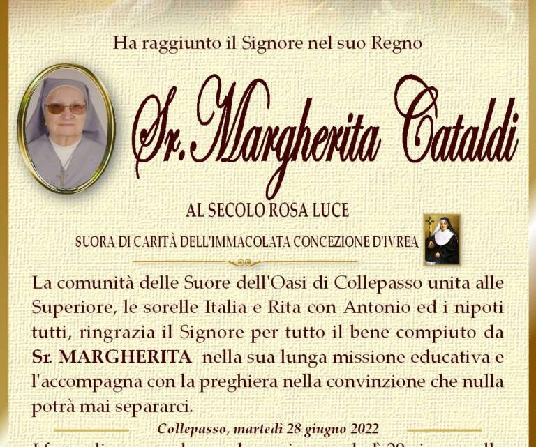 È morta Sr. Margherita Cataldi È morta Sr. Margherita Cataldi