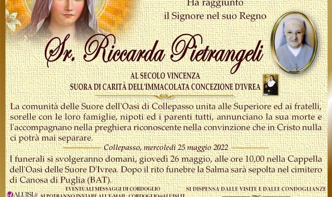 È morta Sr. Riccarda Pietrangeli È morta Sr. Riccarda Pietrangeli