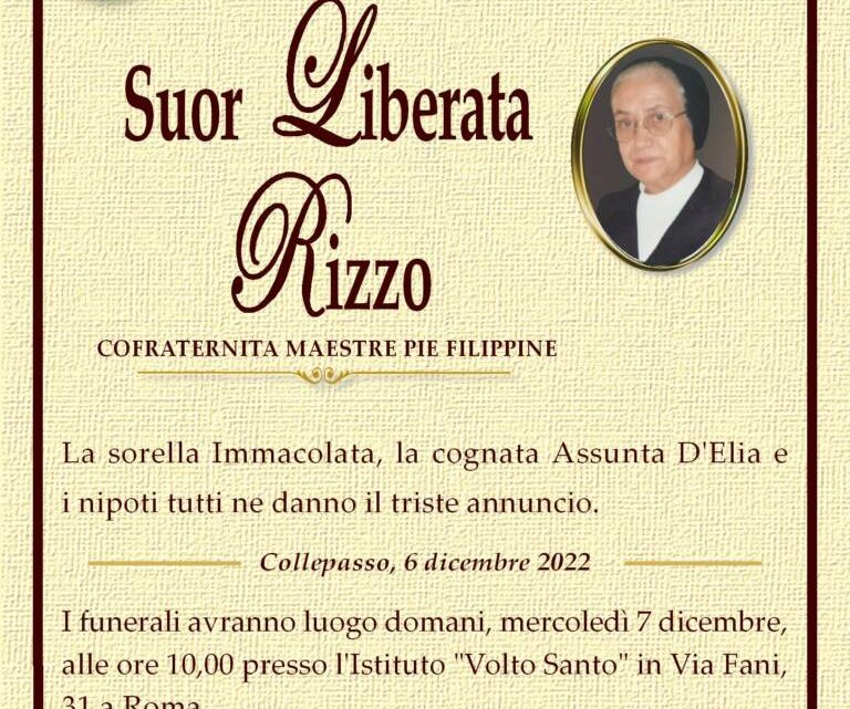 È morta Suor Liberata Rizzo È morta Suor Liberata Rizzo