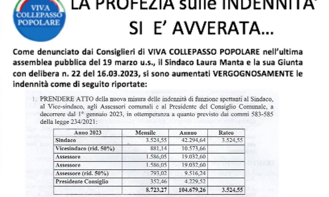 € 3.524,55 il nuovo “stipendio” mensile della sindaca: la denuncia in un volantino dell’opposizione € 3.524,55 il nuovo “stipendio” mensile della sindaca: la denuncia in un volantino dell’opposizione
