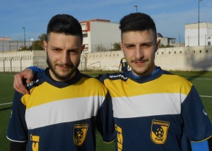 I due "gemelli terribili" Simone e Luigi Oliveti (autore del gol su rigore)