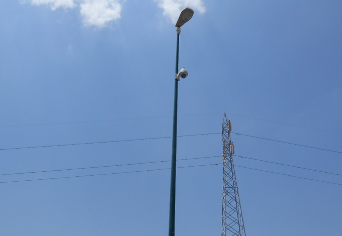 Una delle postazioni (ancora inattiva) di videosorveglianza in Zona Industriale